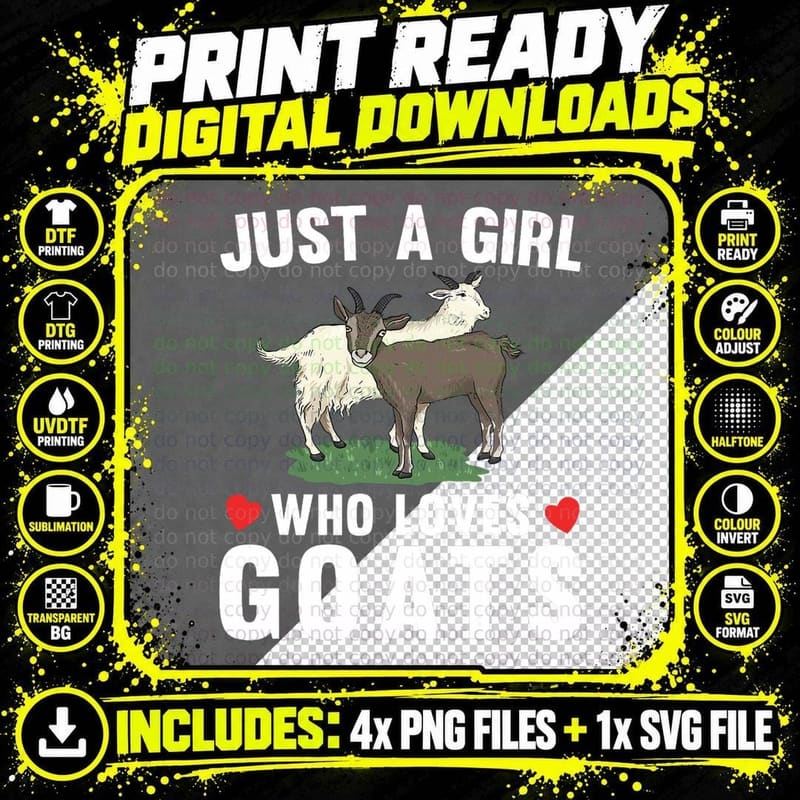 Cute Goat Art for Women Girls Farm Animal Farmer Goat Png SVG Digital Bundle