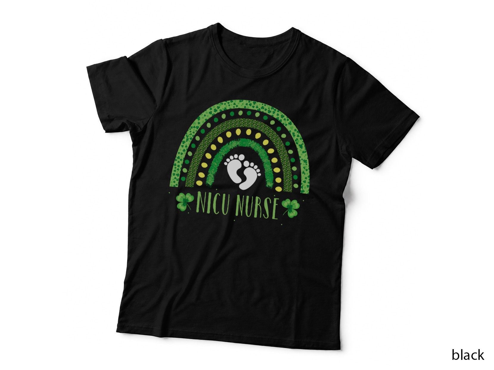 Cute Leopard Rainbow Nicu Nurse St Patricks Day T-Shirt