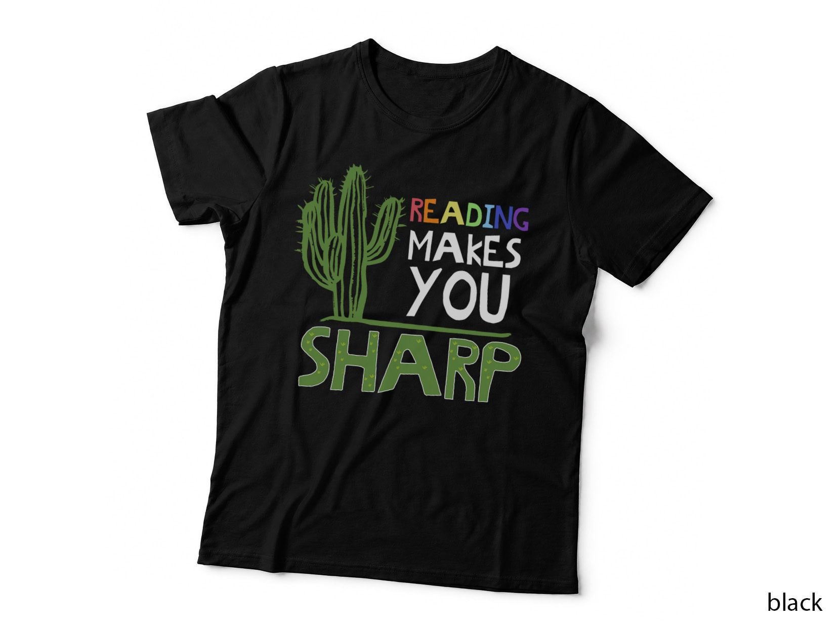 Cute Reading Design Sharp Cactus Teacher Gift Idea, Literary Art T-Shirt