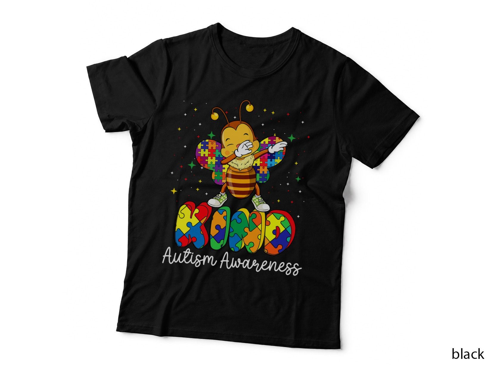 Dabbing Bee Kind Autism Awareness Puzzle Kids Girls Teacher T-Shirt