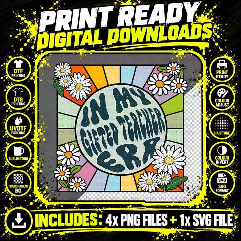 Daisy Groovy in My Gifted Teacher Era Png SVG Digital Bundle