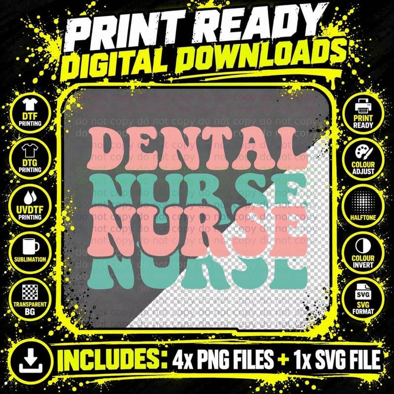 Dental Nurse Dental T-Shirt, Pastel Dental Nurse Graphic Png SVG Digital Bundle