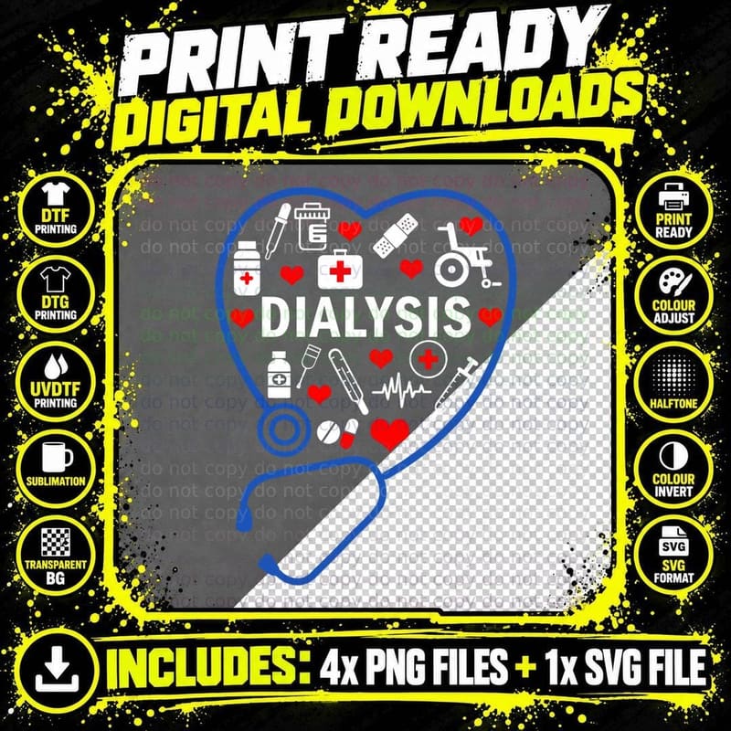Dialysis Tech Nephrology Hemodialysis Dialysis Nurse Png SVG Digital Bundle