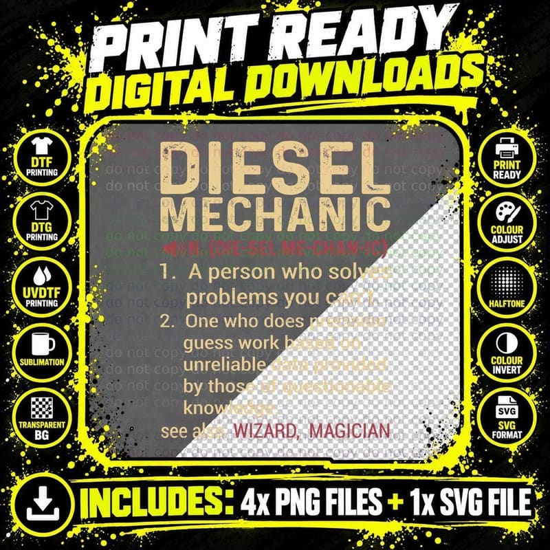 Diesel Mechanic T-Shirt, Diesel Mechanic Humor Graphic Png SVG Digital Bundle