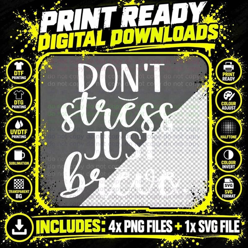 Don't Stress Just Breve Dyslexia Reading Teacher Png SVG Digital Bundle