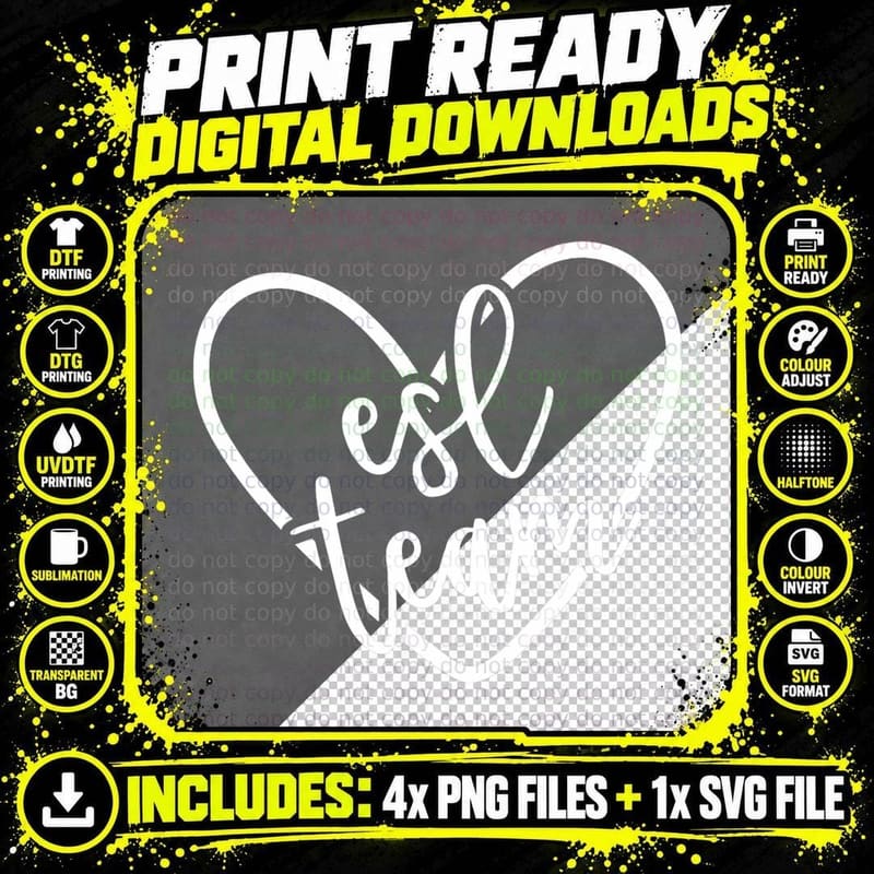 ESL Team Squad Back to School Matching Group Gift Png SVG Digital Bundle