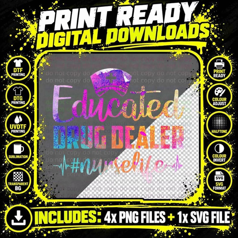 Educated Drug Dealer Nurse Life Funny Nurse Heart Beat Png SVG Digital Bundle