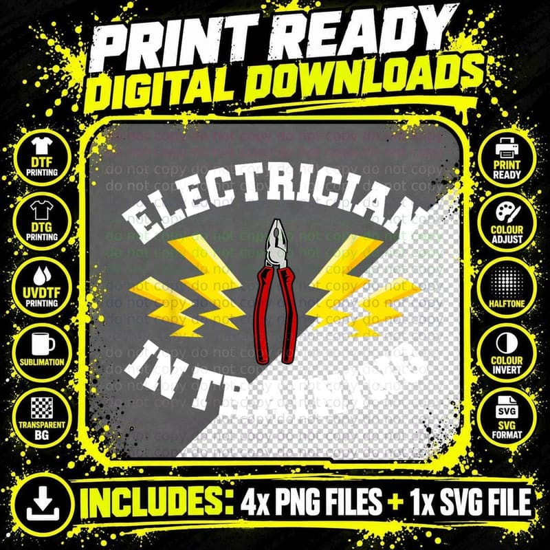 Electrician in Training Electrical Technician Png SVG Digital Bundle