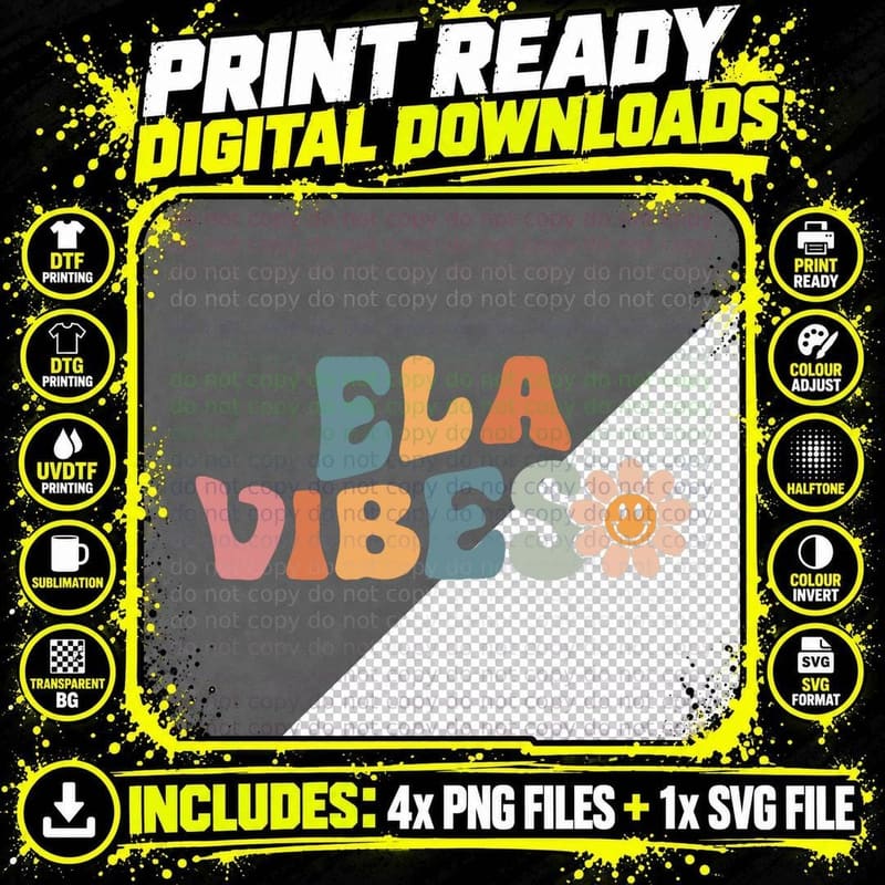 English Teacher - Ela Vibes Teacher Student Back to Png SVG Digital Bundle