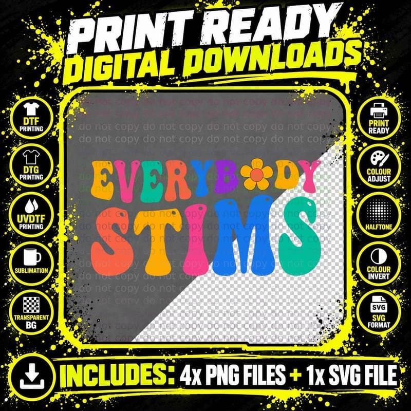 Everybody Stims Autism Awareness Special Ed Teacher Png SVG Digital Bundle