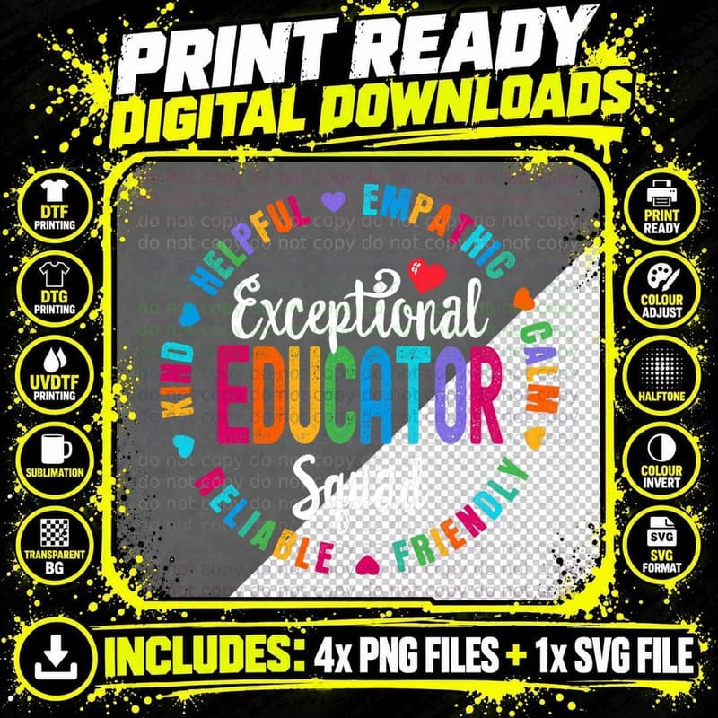 Exceptional Educator Squad Special Education Teacher Png SVG Digital Bundle
