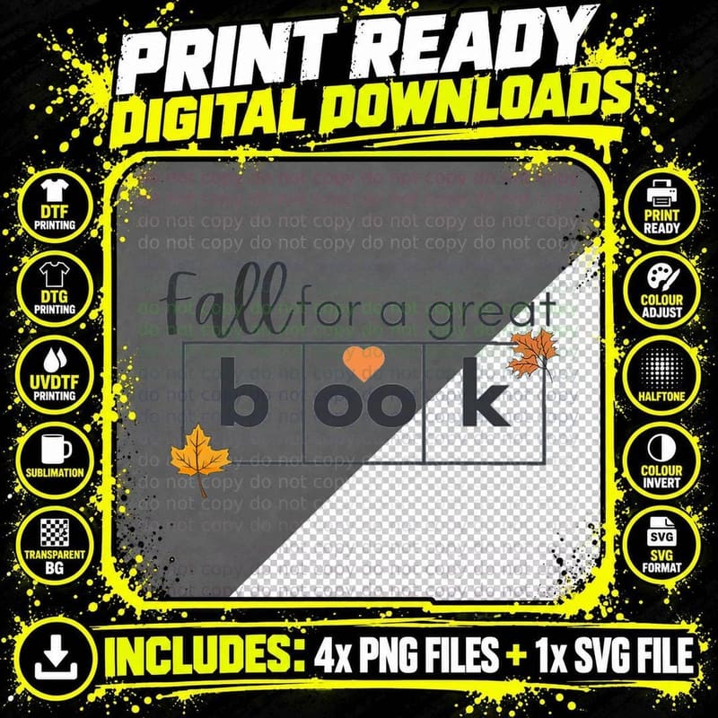 Fall for a Great Book Reading Interventionist Teacher Png SVG Digital Bundle