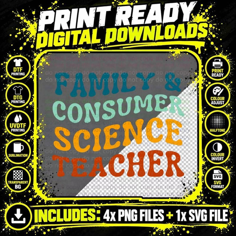 Family and Consumer Science Teacher, Fcs Educator T-Shirt Png SVG Digital Bundle