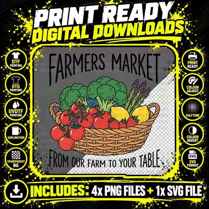 Farmers Market from Our Farm to Your Table Farmer T-Shirt Png SVG Digital Bundle