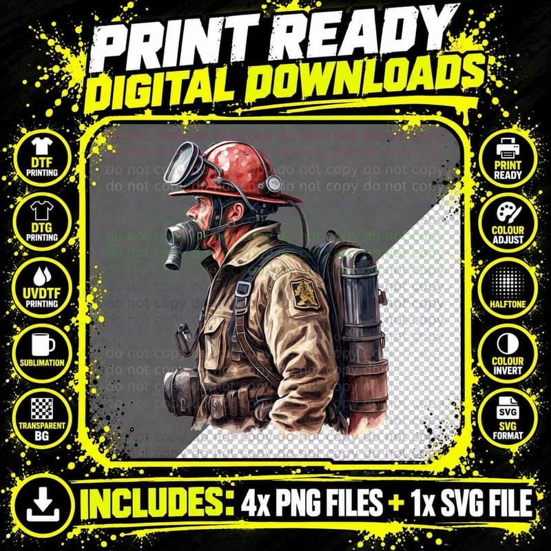 Firefighter in Full Gear Firefighter Flag T-Shirt Png SVG Digital Bundle