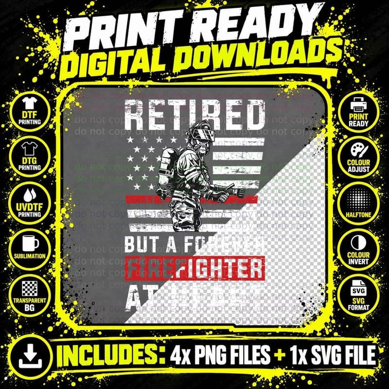 Fireman Pride 911 Rescue Retirement Gift Retired Png SVG Digital Bundle