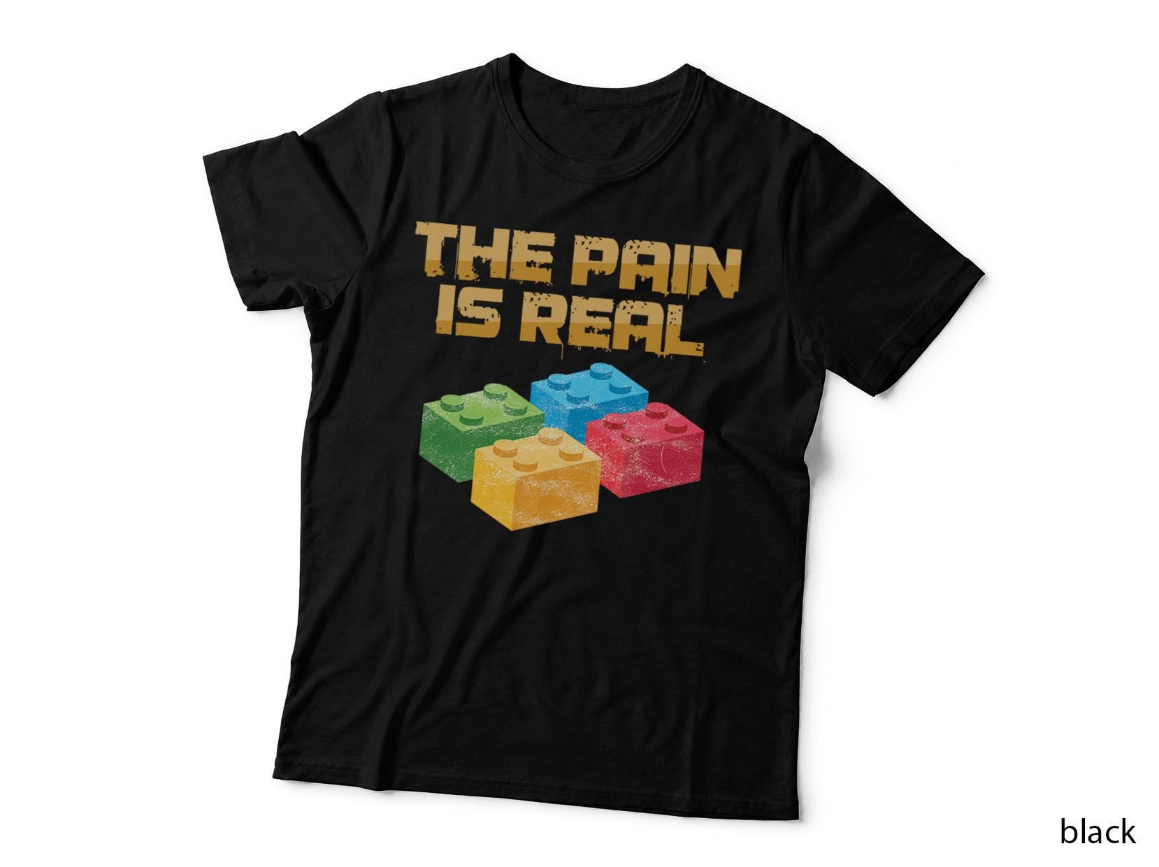 Funny Building Blocks Bricks Builder Pain Is Real Gift T-Shirt