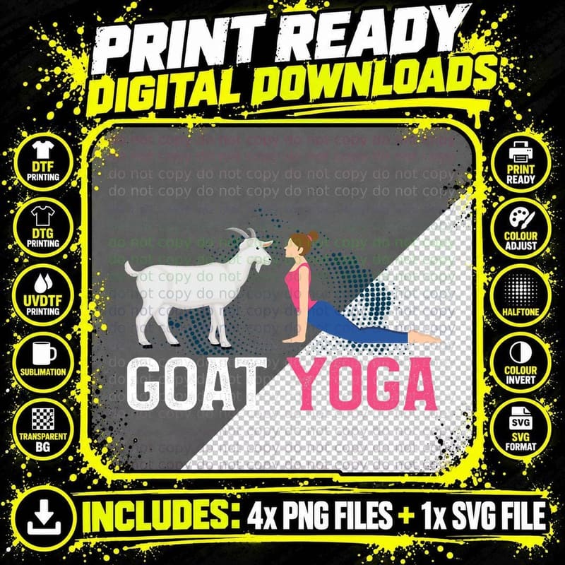 Funny Goat Woman Yoga Favorite Animal Goat Farmer Yogi Png SVG Digital Bundle