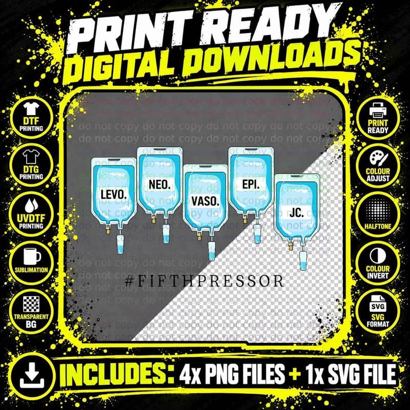 Funny ICU Er Nurse Pharmacist Jesus Is the Fifth Pressor Png SVG Digital Bundle