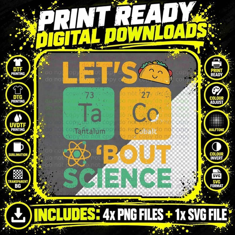 Funny Lets Tacos Bout Science-Shirt Scientist Teacher Png SVG Digital Bundle