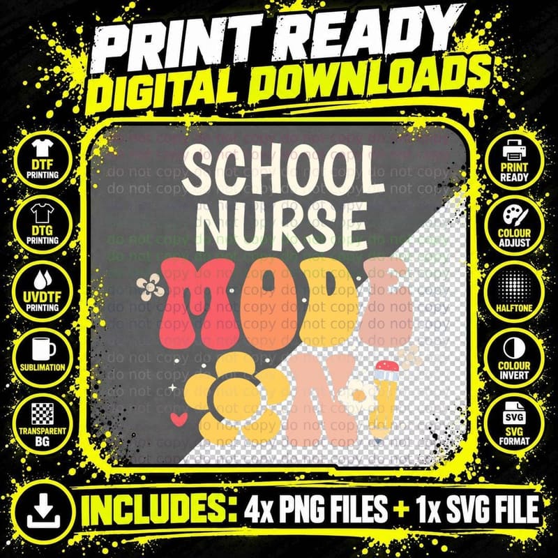 Funny School Nurse Mode on Back to School Png SVG Digital Bundle