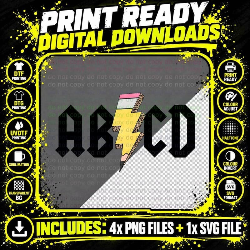 Funny Teacher Abcd Rocks Back to School Back in Class Png SVG Digital Bundle