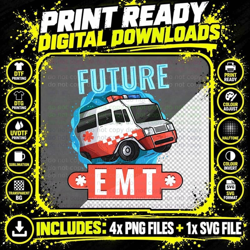Future EMT Paramedic Medical Technician Ambulance T-Shirt Png SVG Digital Bundle