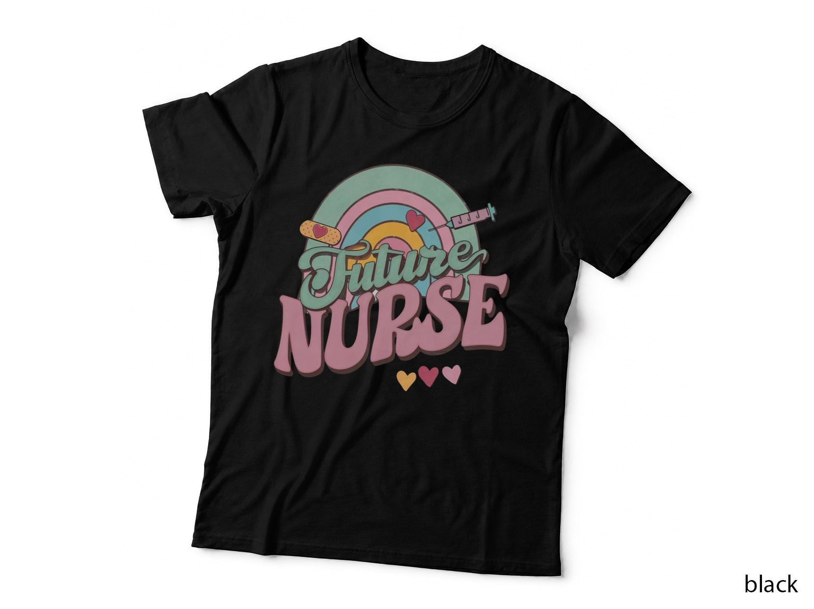 Future Nurse T-Shirt, Rainbow Hearts Nurse Tools Graphic Tee