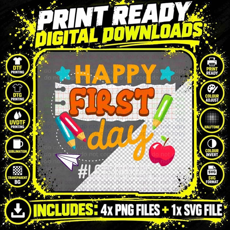 Happy First Day Let's Do This Welcome Back to School Png SVG Digital Bundle