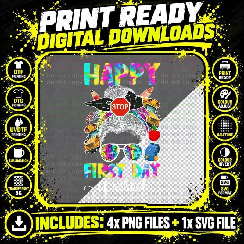 Happy First Day of School Bus Driver Back to School Png SVG Digital Bundle