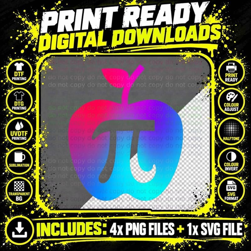 Happy Pi Day Cute Apple Pie 3.14 Funny Science Math Png SVG Digital Bundle
