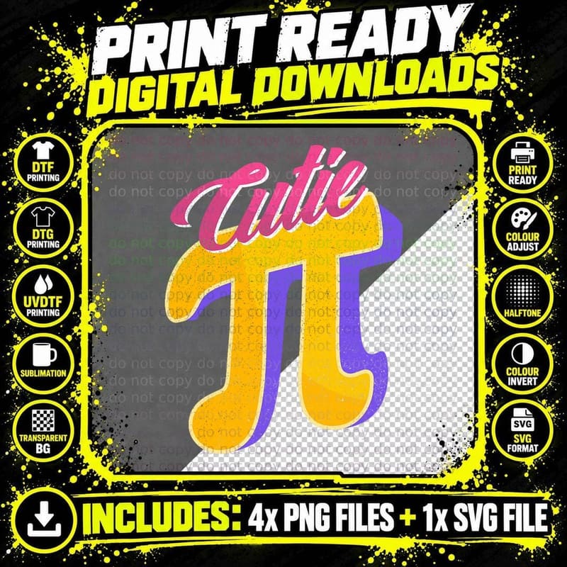 Happy Pi Day Cutie Pi 3.14 Fun Pie Day Science Math Png SVG Digital Bundle