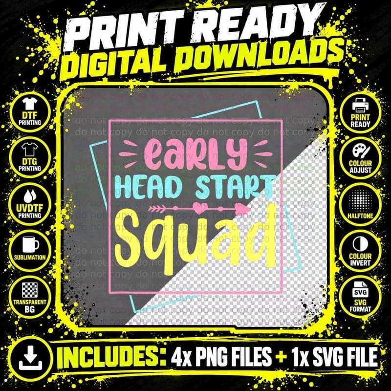 Headstart Squad Early Childhood Edu Teacher Back to Png SVG Digital Bundle