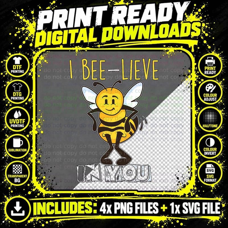 I Bee-Lieve in You Teacher Testing Day Test Day T-Shirt Png SVG Digital Bundle