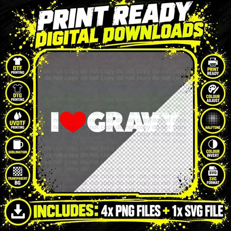 I Love (Heart) Gravy, Funny Foodie Gift, Culinary Humor Png SVG Digital Bundle