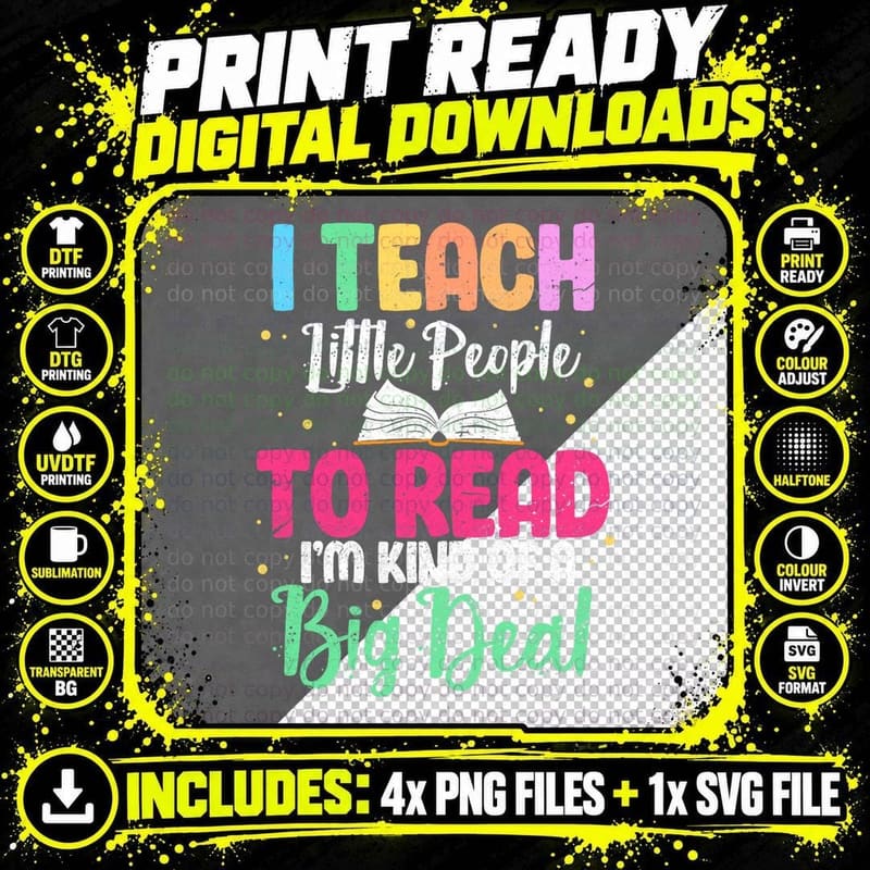 I Teach Little People to Read Funny Reading Teacher Png SVG Digital Bundle
