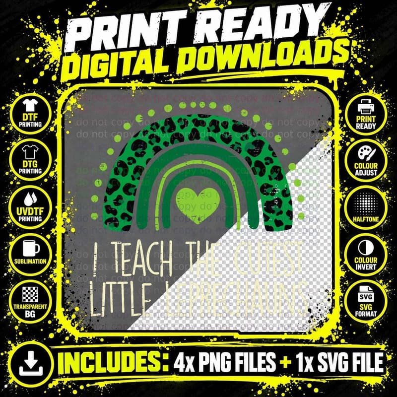 I Teach the Cutest Little Leprechaun St Patricks Day Png SVG Digital Bundle