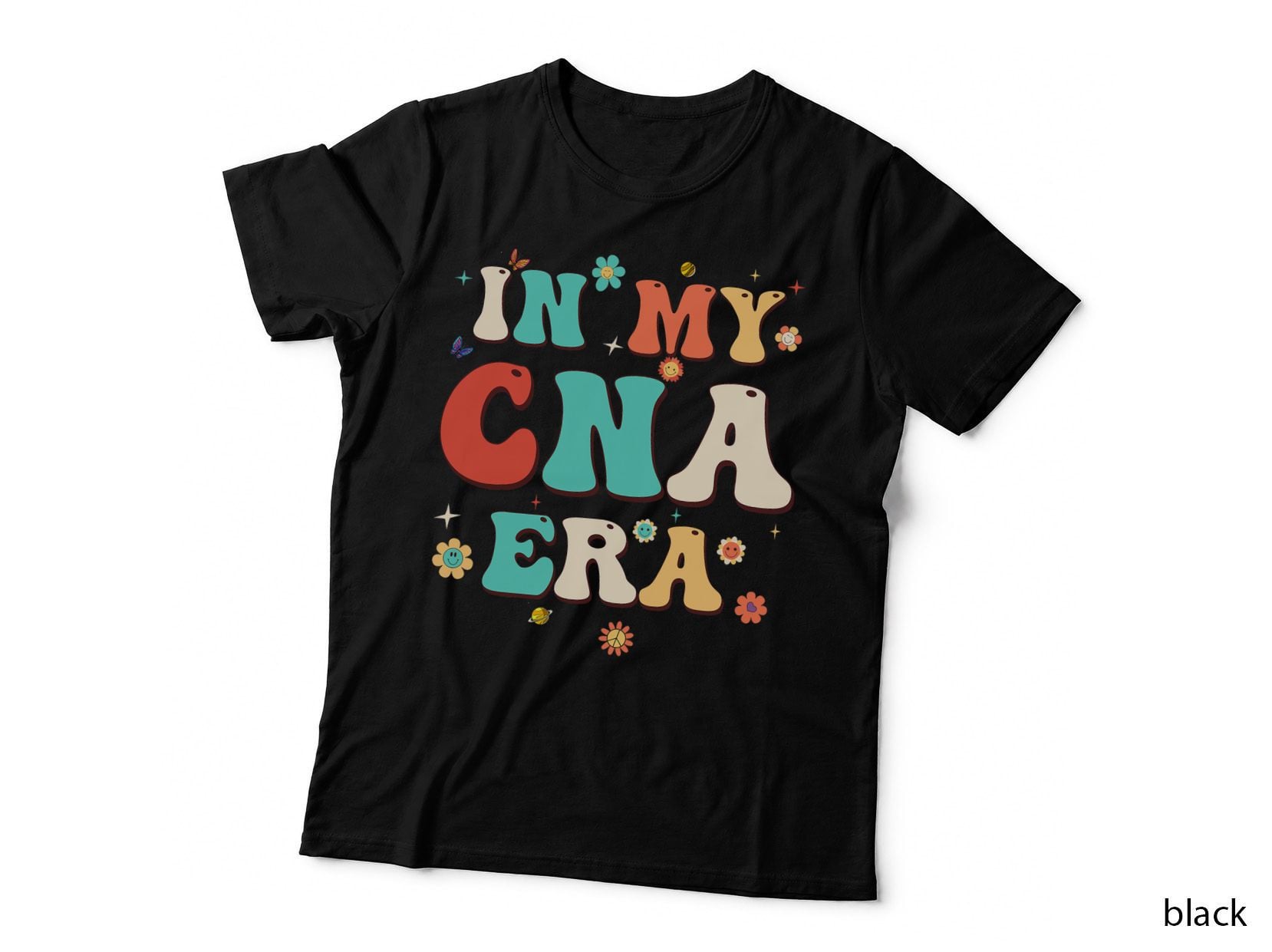 In My CNA Era Nursing Assistantflowers Retro Groovy, Nurse Gift T-Shirt