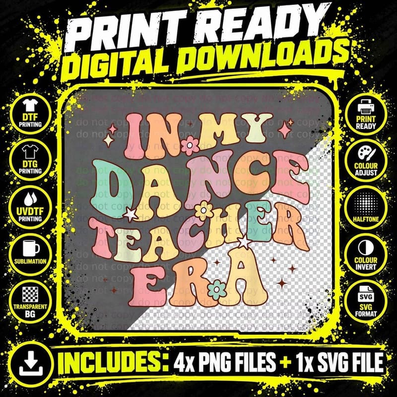 In My Dance Teacher Era Cute Back to School Dance Png SVG Digital Bundle
