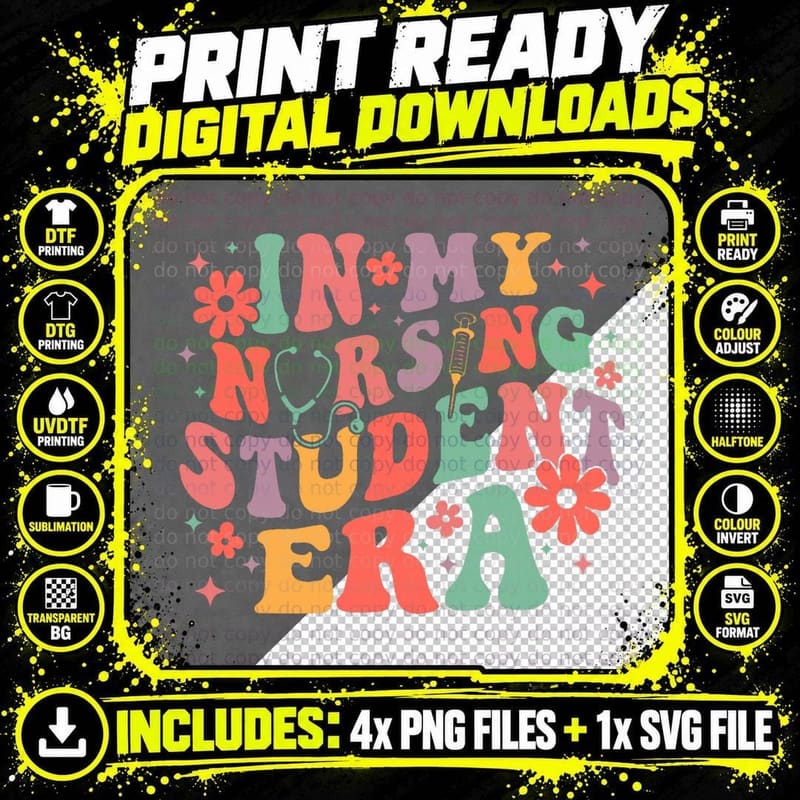 In My Nursing Student Era Future Nurse School Retro Png SVG Digital Bundle