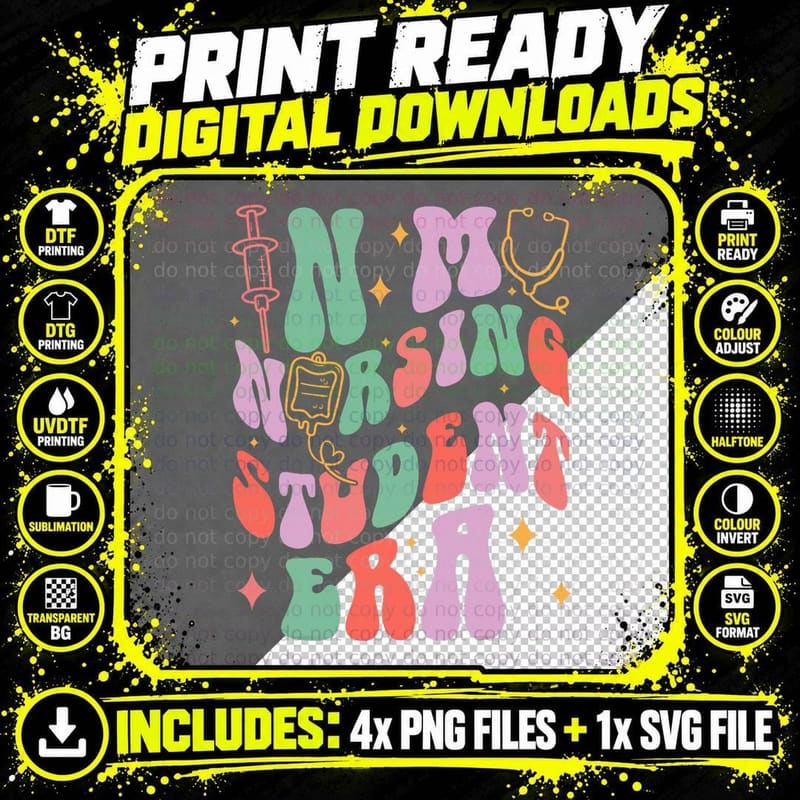 In My Nursing Student Era Groovy Nursing School Future Png SVG Digital Bundle