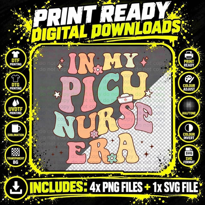 In My PICU Nurse Era Retro Nurse Appreciation Png SVG Digital Bundle