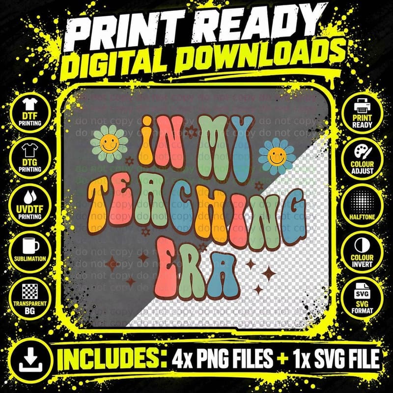 In My Teaching Era, State Testing Shirt Retro Groovy Png SVG Digital Bundle