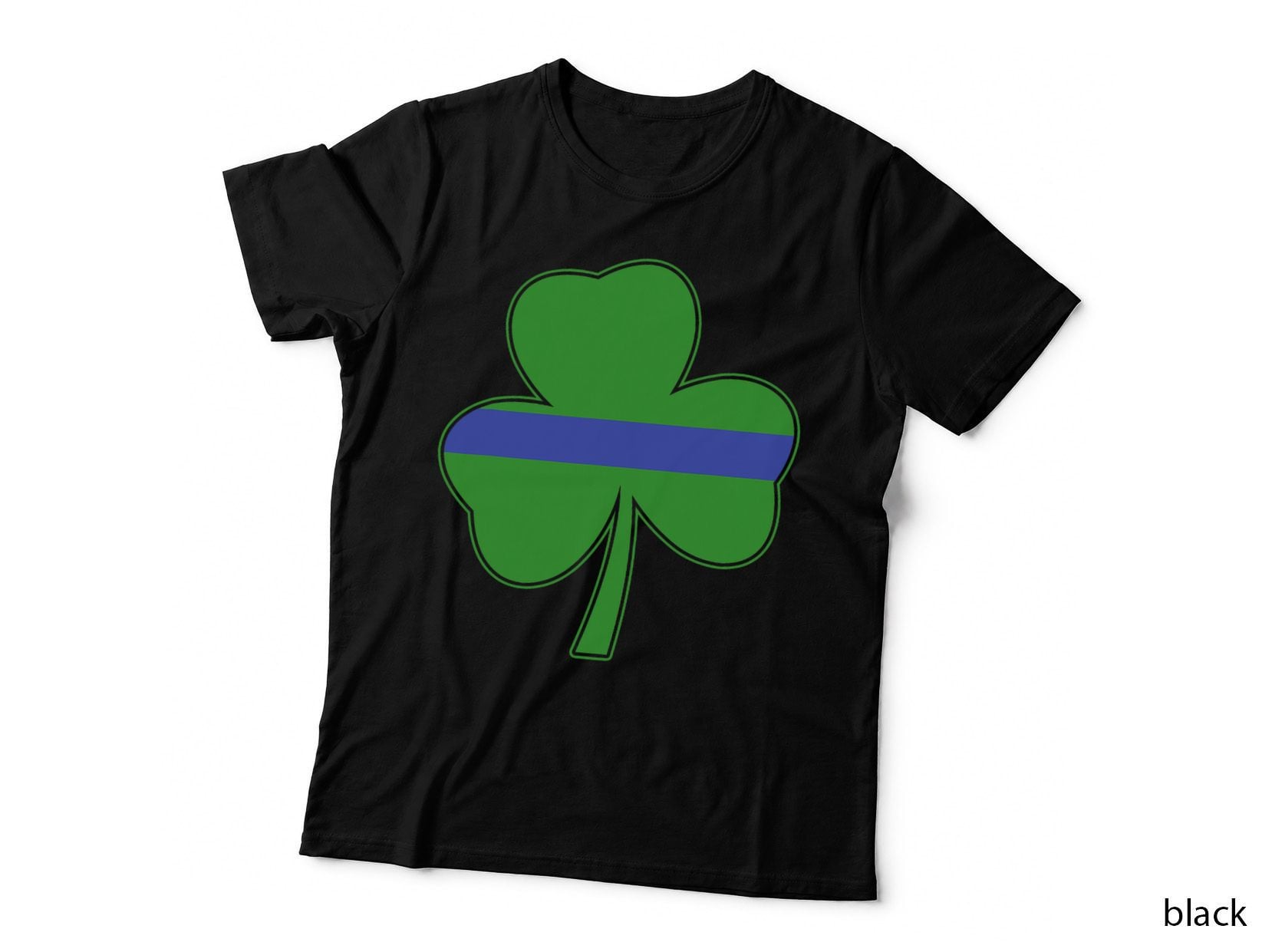 Irish Shamrock Thin Blue Line Police Officer St Patricks Day T-Shirt