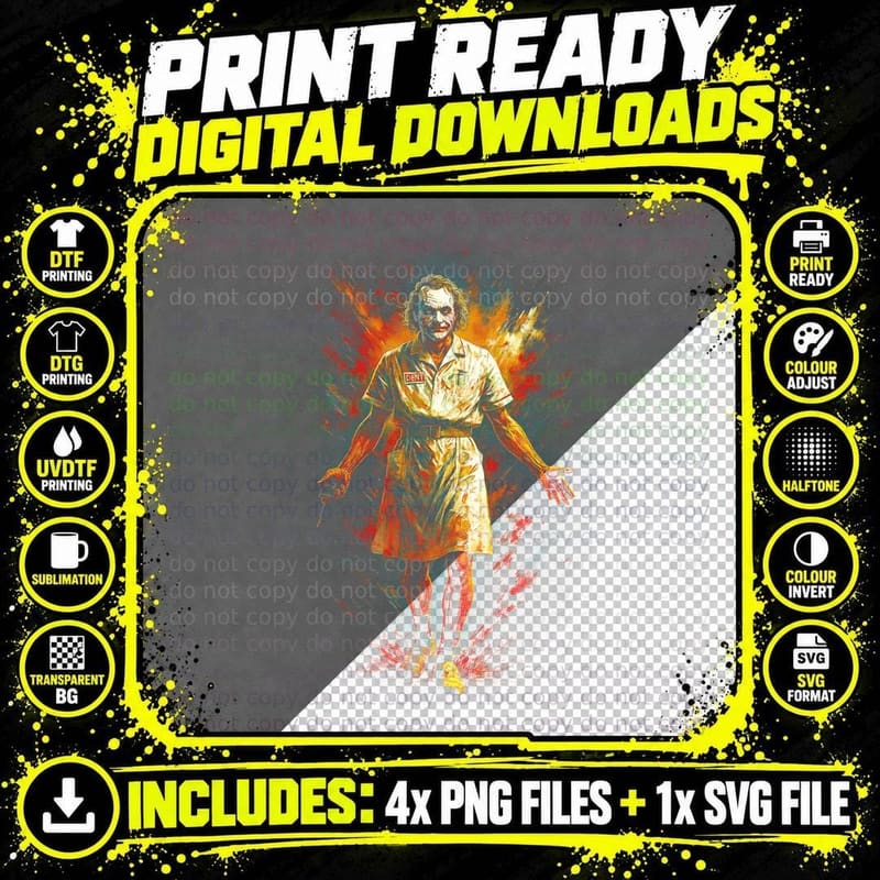 Joker Nurse T-Shirt, Halftone Dark Knight Villain Png SVG Digital Bundle