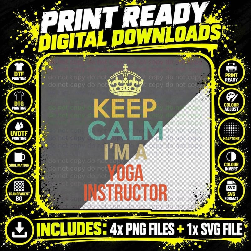 Keep Calm I'm a Yoga Instructor, Yoga Teacher, Fitness Png SVG Digital Bundle