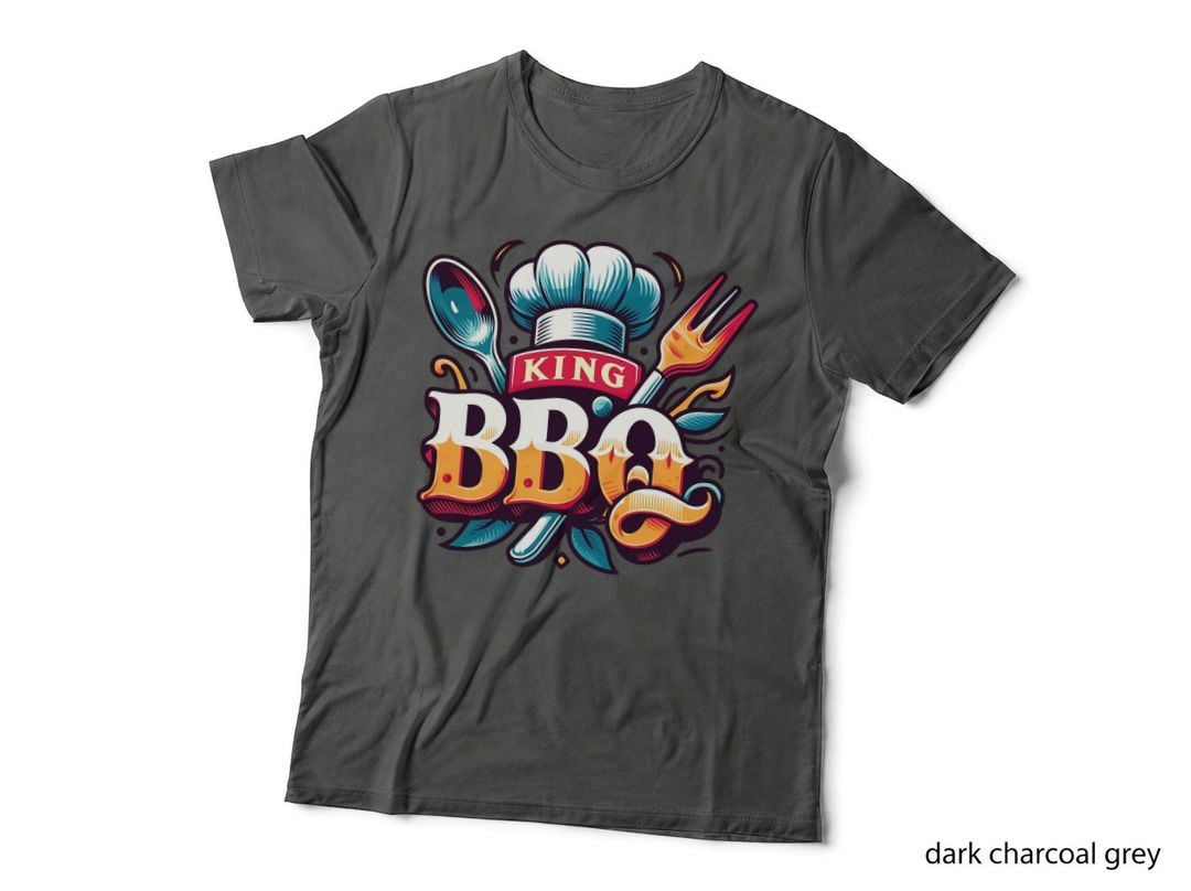 King Bbq T-Shirt, Chef Hat Spoon Fork BBQ Tools Graphic Tee, BBQ Gift Shirt