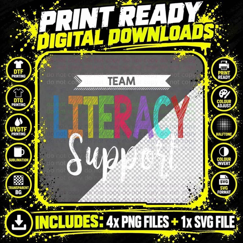 Literacy Team School T Shirt Reading Teacher Student Png SVG Digital Bundle