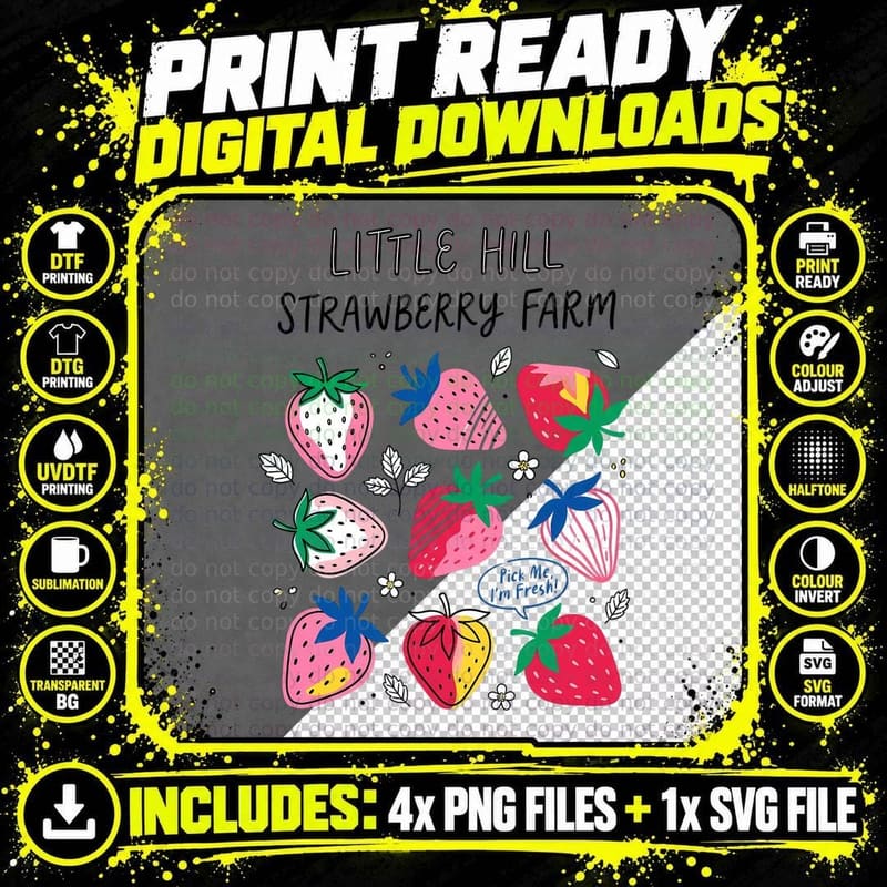 Little Hill Strawberry Farm Farmer T-Shirt Png SVG Digital Bundle
