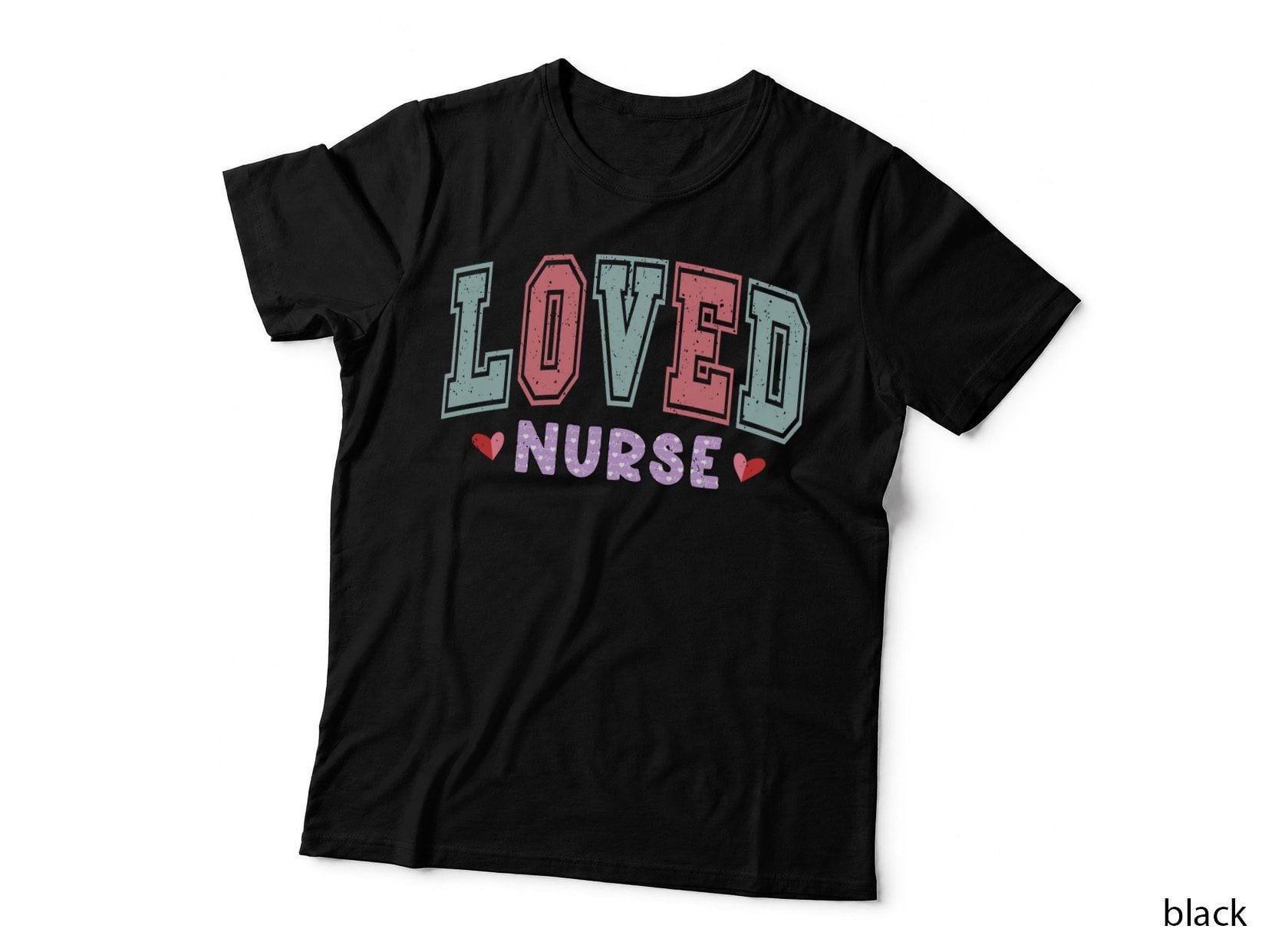 Loved Nurse Pink Purple Polka Dots Distressed Healthcare T-Shirt